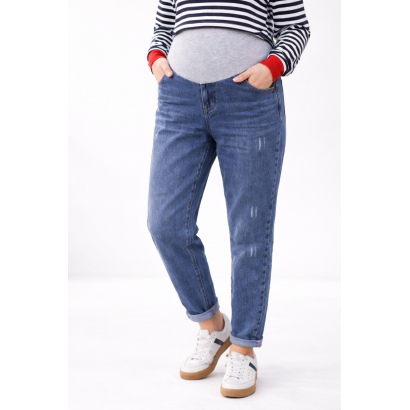 Стильні джинси для вагітних з еластичним поясом та регулюванням посадки Сині